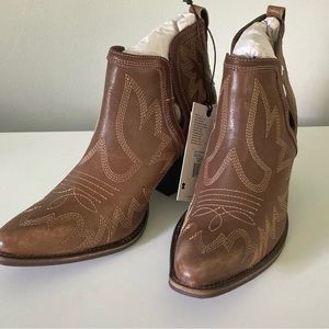 Myra Leather Western Ankle Cutout Boot